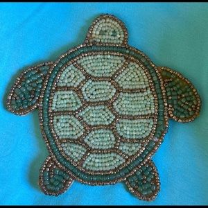 UNIQUE! 6 BEADED SEA TURTLE COASTERS